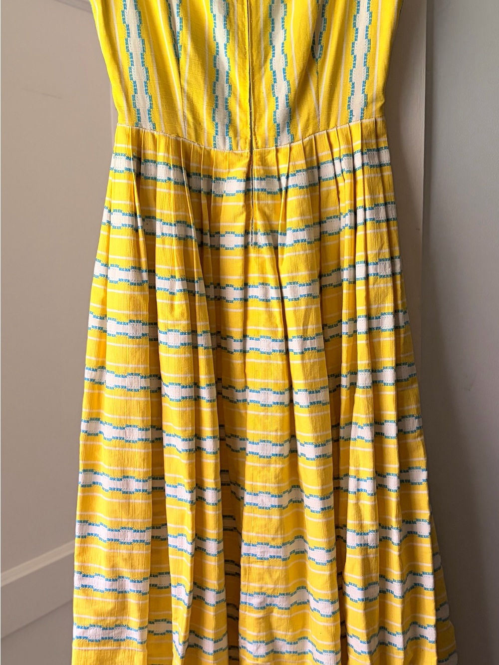 Vintage Sunny Yellow Striped Button-Front Maxi Dress - Picture 5 of 5